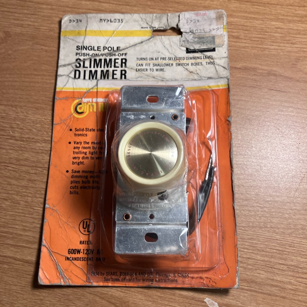 Sears Slimmer Dimmer Switch - Silver and Cream vintage
